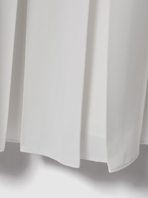 Florere Pleated Strappy Midi Dress in Off White