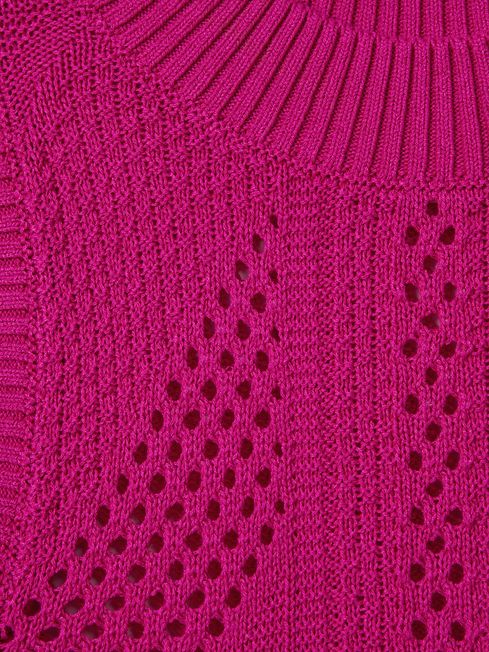 Florere Crochet Crew Neck Vest in Bright Pink