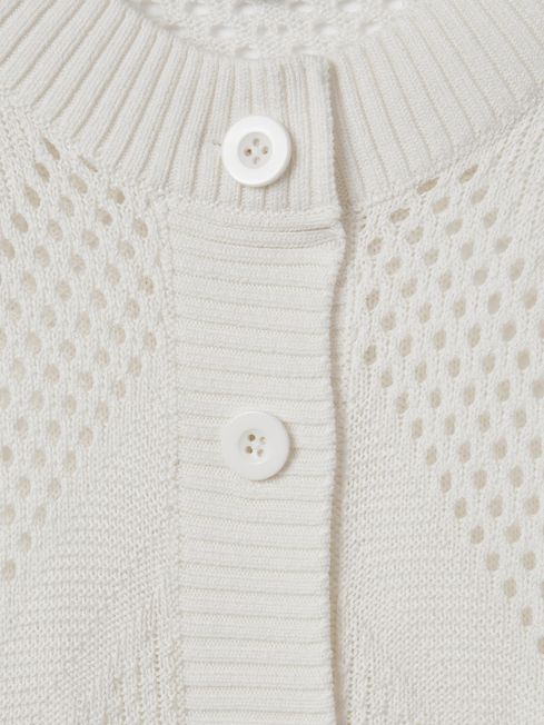 Florere Crochet Button-Through Cardigan in Ivory