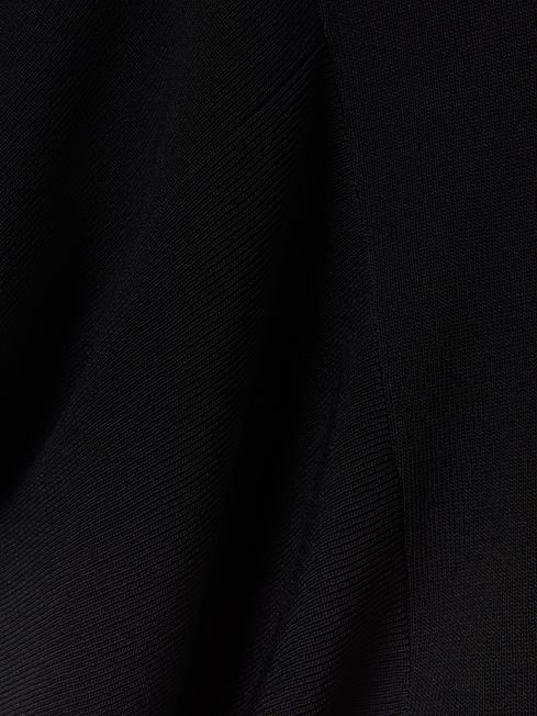 Knitted Cape Sleeve Mini Dress in Black