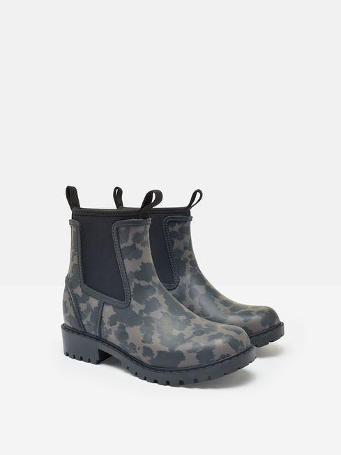 Oakfield Black Animal Short Neoprene Lined Wellies Joules
