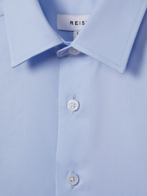 Reiss Soft Blue Remote Senior Slim Fit Cotton Shirt
