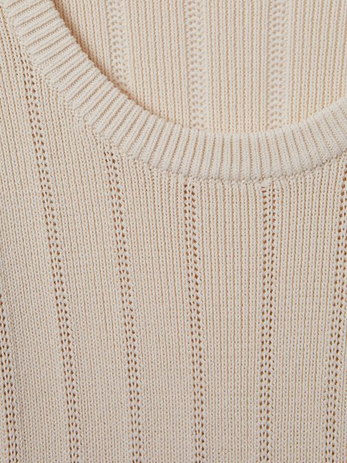 Knitted Scoop Neck Top in Cream