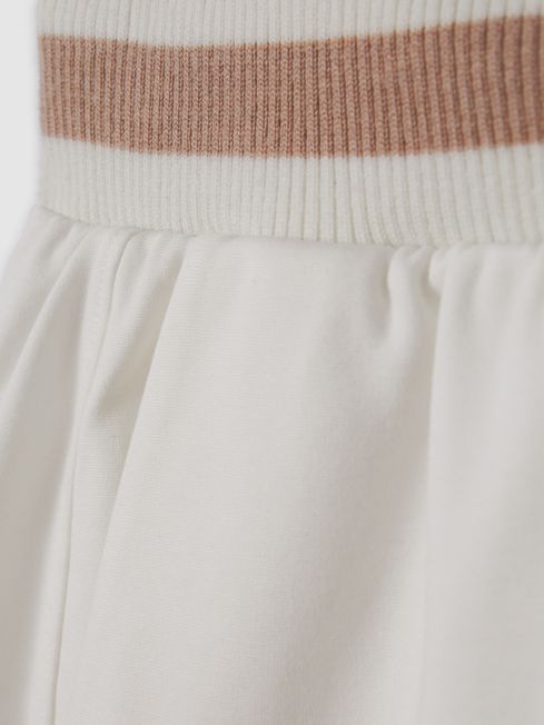 Striped Drawstring Waistband Shorts in Mink/Ivory