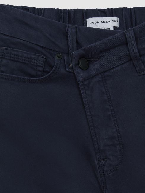 Good American Tapered Fit Cargo Trousers in Washed Blue