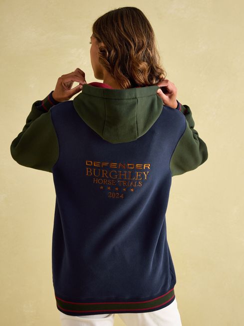 Official Burghley Green Navy Unisex Colourblock Hoodie Joules