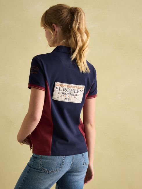 Official Burghley Navy Burgundy Polo Shirt Joules