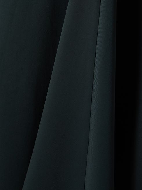 Fitted Asymmetric Midi Dress in Dark Green