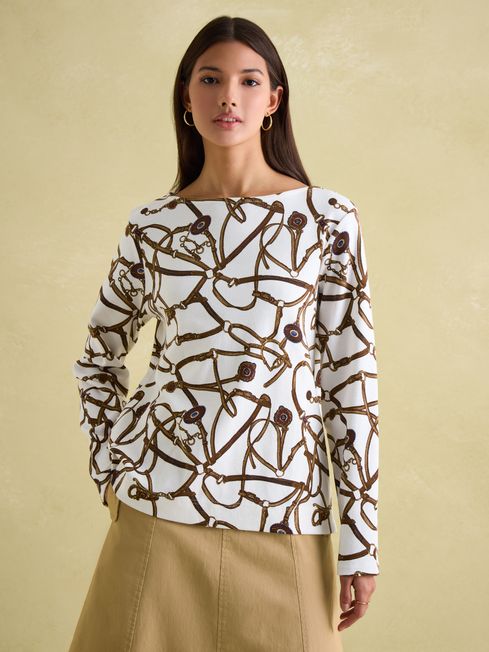 New Harbour Cream Bridle Boat Neck Breton Top Joules