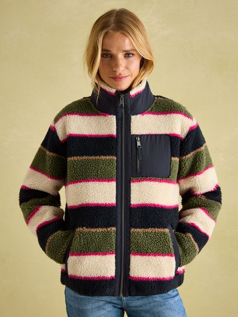 Lottie Multi stripe Borg Fleece Jacket