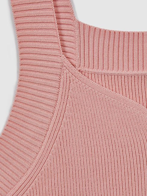 Ribbed Sweetheart Neck Top in Blush