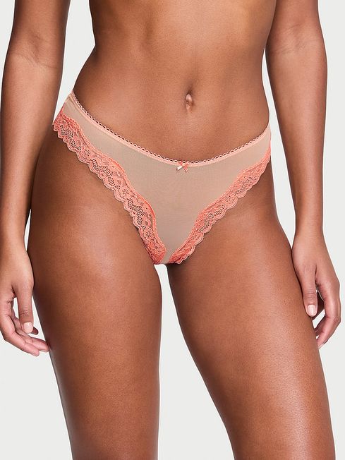 Victoria's Secret Evening Blush Nude Mesh Thong Knickers