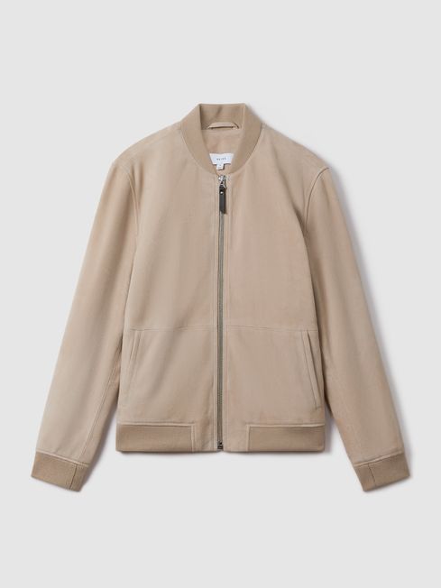 Reiss Dilan Suede Zip Through Bomber Jacket REISS