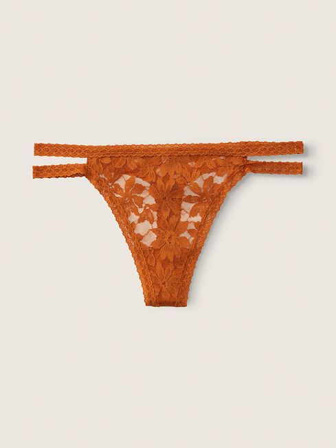 Victoria's Secret PINK Cinnamon Spice Strappy Lace Thong Knickers