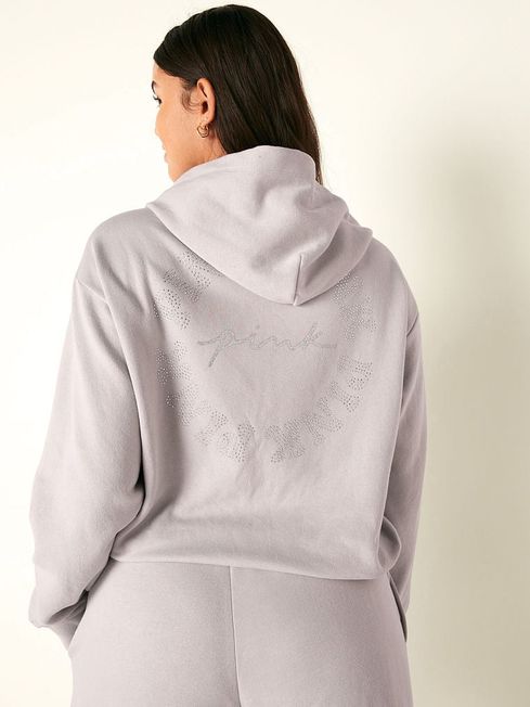 Purple Fleece Cropped Cinched Campus Hoodie