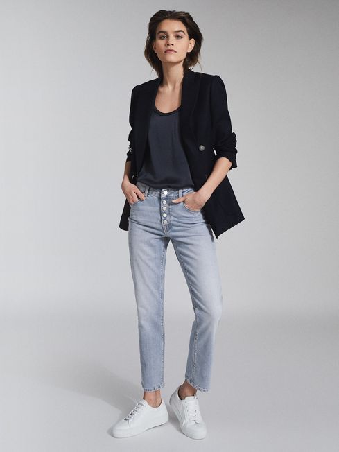 Pale blue cropped clearance jeans