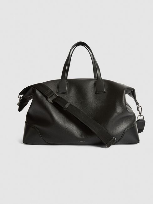 Leather Weekend Holdall in Black