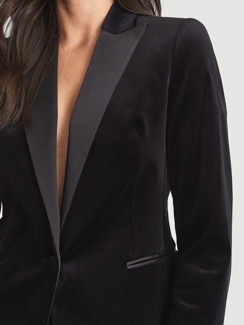 Reiss black velvet blazer online