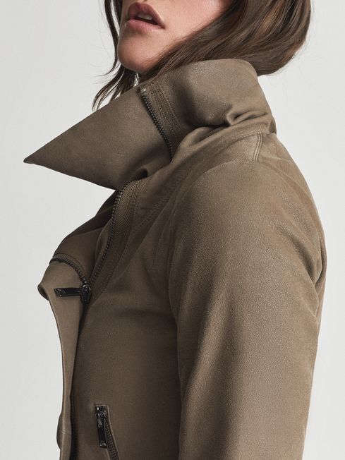 Reiss harris leather on sale funnel neck jacket