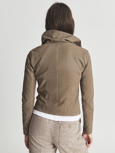 Reiss harris leather hotsell funnel neck jacket