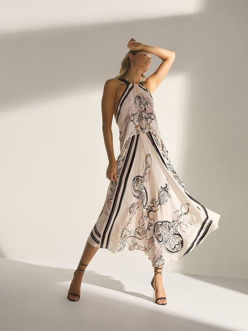 Scarf print midi dress top