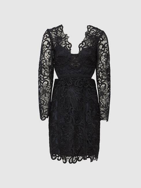 Reiss black lace dress top