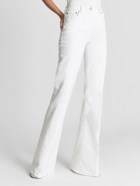 High rise white clearance flare jeans