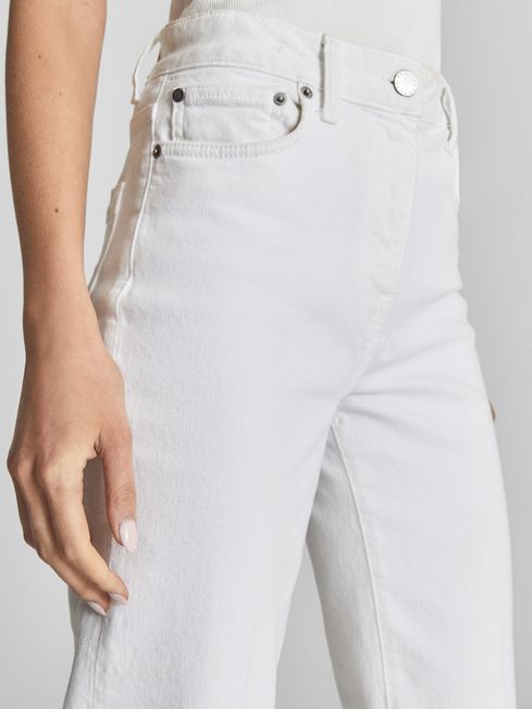 Reiss White Beau High Rise Skinny Flared Jeans