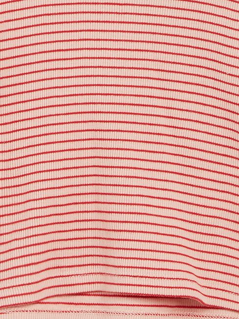 Junior Striped Roll Neck Top in Red