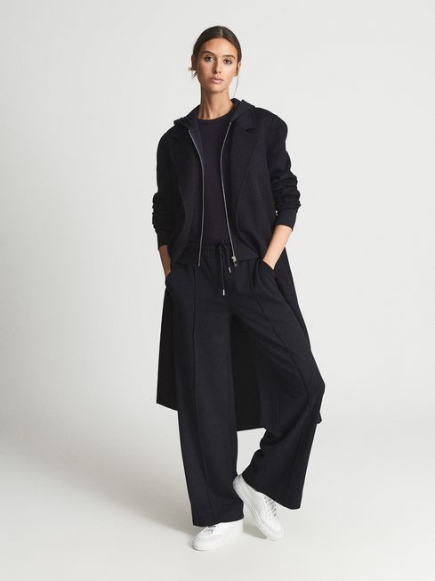 Reiss Navy Sienna Wide Leg Joggers