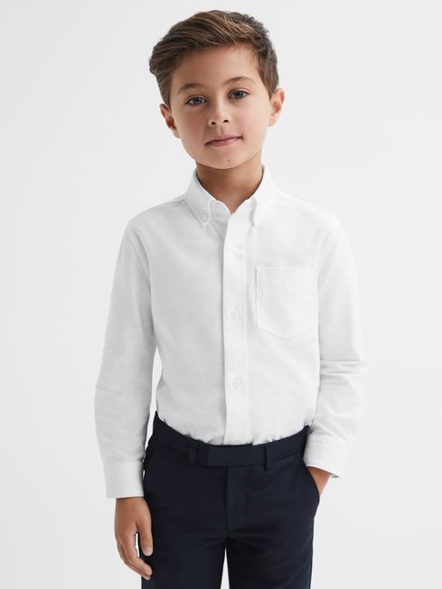 Reiss White Greenwich Junior Slim Fit Button-Down Oxford Shirt