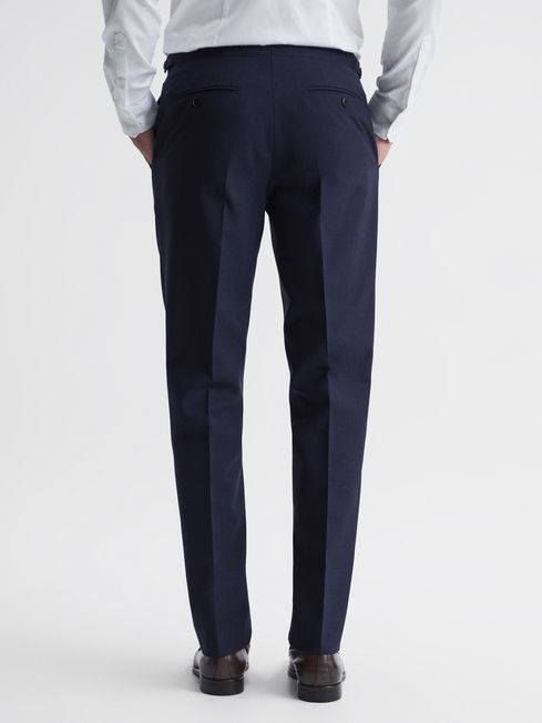 Check Navy Blue Mens Poly Cotton Formal Trouser