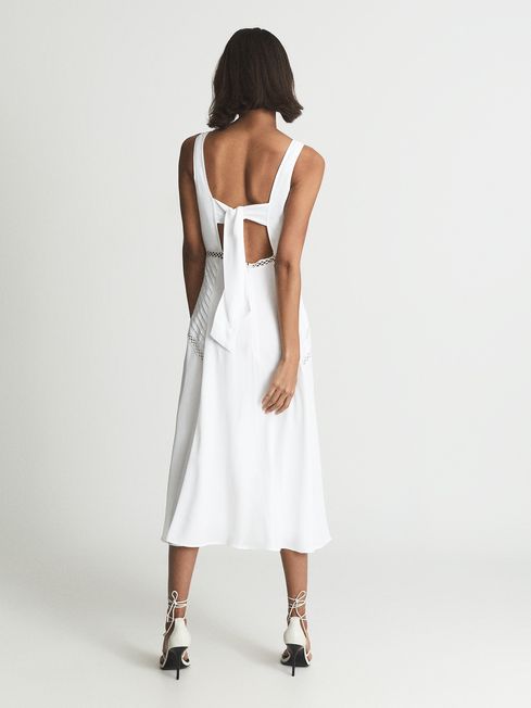 Pleat Detailed Midi Dress in White