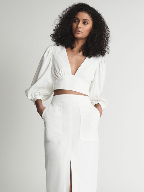 Reiss Ava Bow Back Co-ord Crop Top - REISS