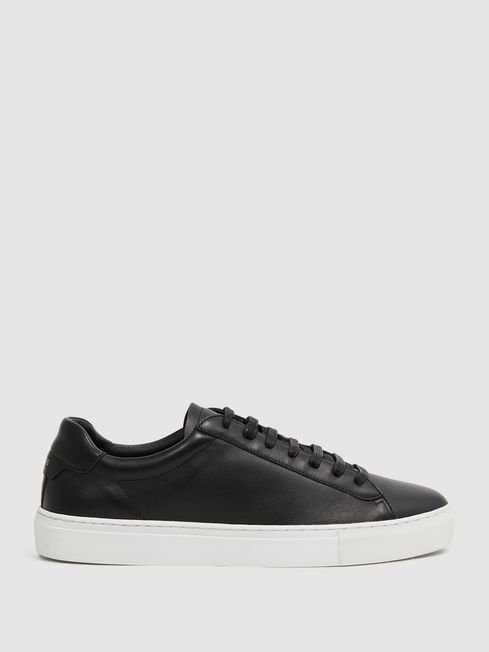 Leather Trainers in Black REISS