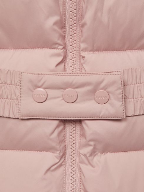 Senior Water Resistant Quilted Hooded Coat in Pink