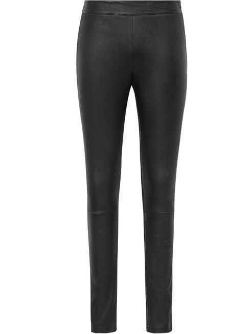 Leather Ponte Leggings in Black REISS
