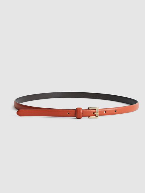 Mini Leather Belt in Orange