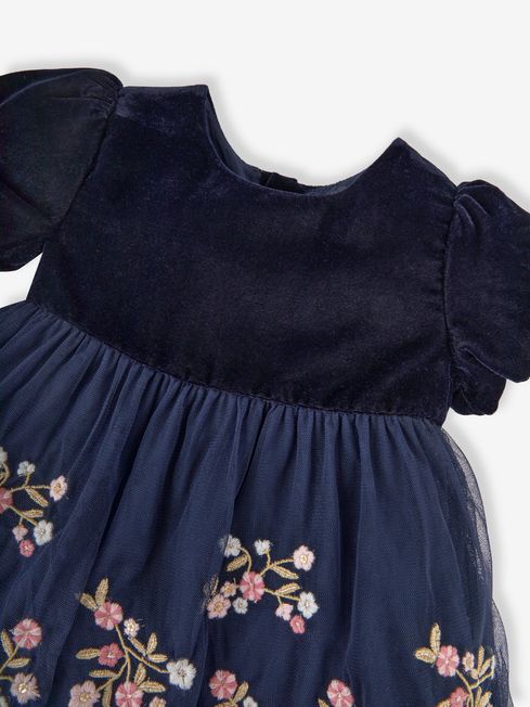 JoJo Maman Bébé FLORAL EMBROIDERED CABLE - Moufles - navy/bleu 