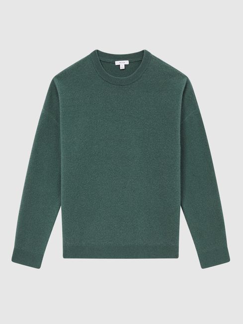 Merino Blend Crew Neck Jumper in Pine Green