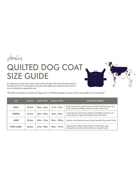 Joules dog deals coat size guide