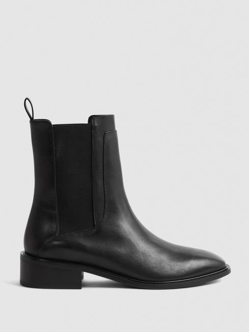 Reiss Black Willow Leather Chelsea Boots