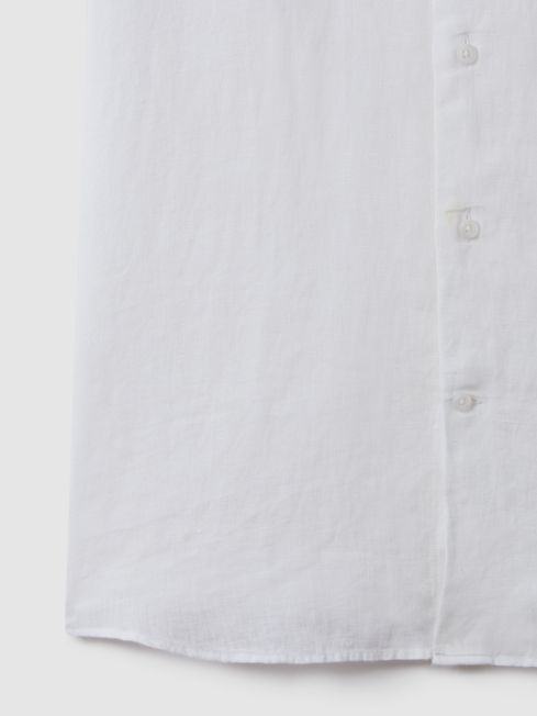 Slim Fit Linen Shirt in White