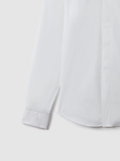 Slim Fit Cotton Blend Shirt in White