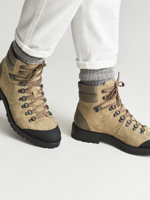 Brown suede hiking boots shop