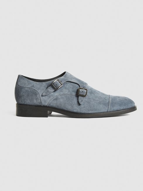 Reiss Rivington Suede Monk Strap Shoes REISS