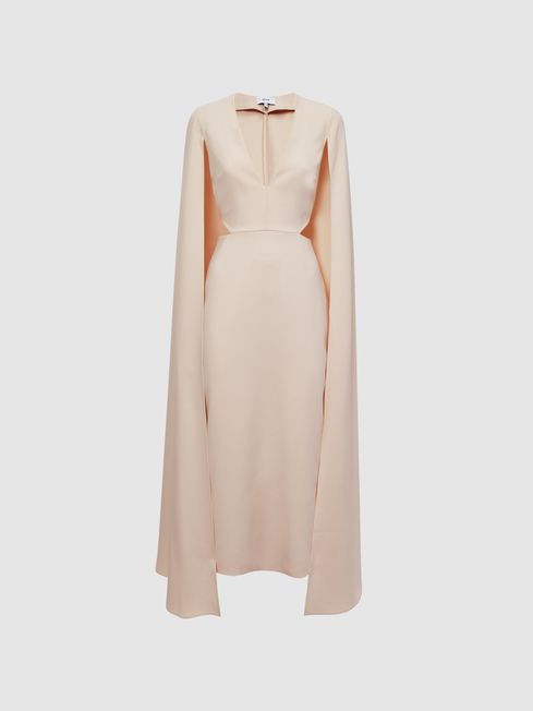 Cape Style Midi Dress in Nude