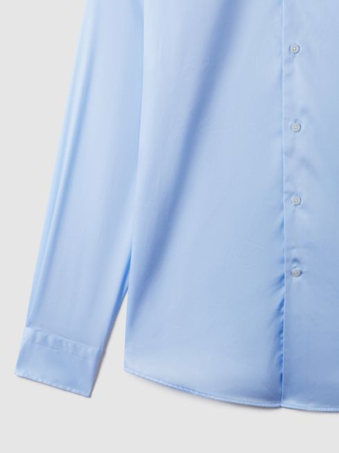 Slim Fit Cotton Blend Shirt in Blue