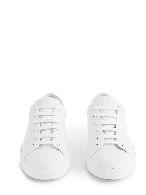 Reiss White Darren Tumbled Leather Sneakers