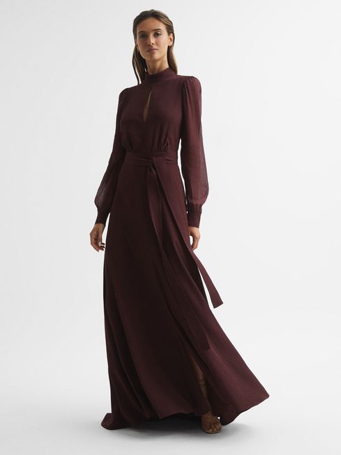 Long Sleeve Maxi Dress in Burgundy